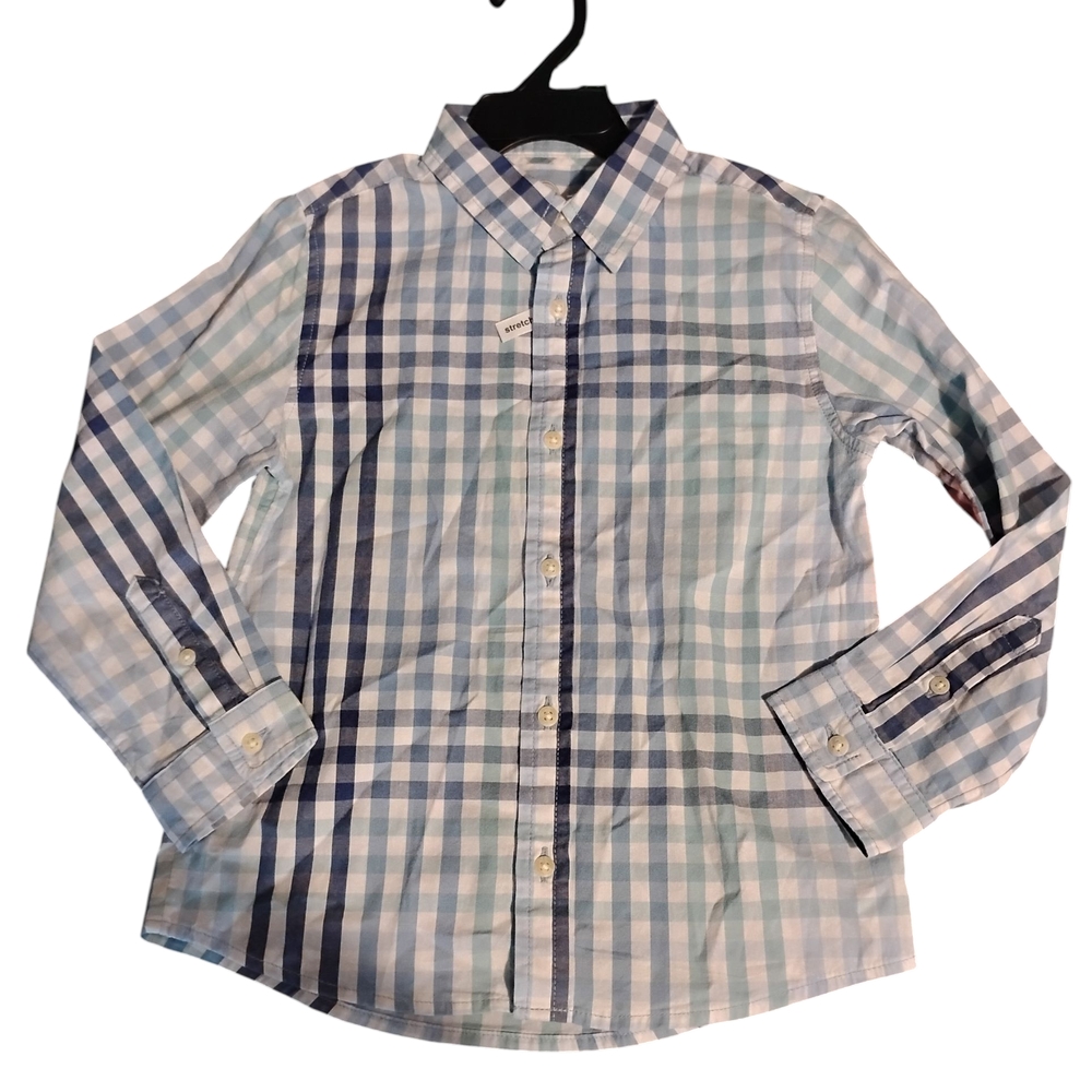 Wonder Nation Blue and Green Plaid Shirt